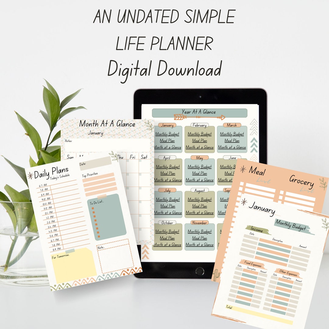 Planner Without Data Simple Undated Digital Planner, Goodnotes Planner, iPad Planner, Daily ...