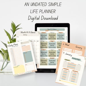 Simple Undated Digital Planner, GoodNotes Planner, iPad Planner, Daily Planner, Notability Planner. Cactus Design