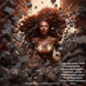 Imagens digitais - Super-heroína feminina de melanina 3D - 1 imagem PNG
