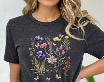 Wildflower Gift for teacher Floral T Shirt Floral shirt for women Gift for Women graphic wildflower shirt Ladies Shirts Garden Lover T-shirt
