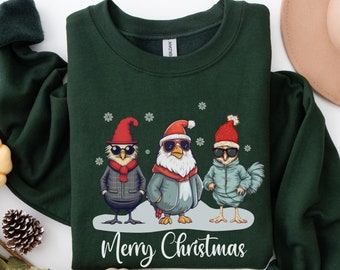 Cute Christmas Santa Chicken Sweatshirt,Funny Christmas Chicken Sweater,Cute holiday sweatshirt,Christmas Farm Sweatshirt,Christmas Crewneck