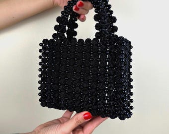 Pearl Beaded Evening Purse, Handmade Women Handbags Unique, Elegant Evening Clutch