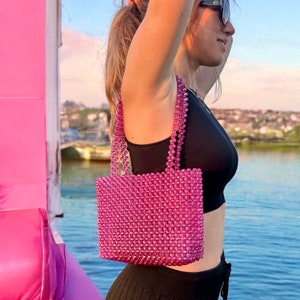 Handmade Luxury Crystal Beaded Shoulder Cute Bag For Woman, Small Beaded Tote, Last Minute  Gift, Valentines Day Mom Gift