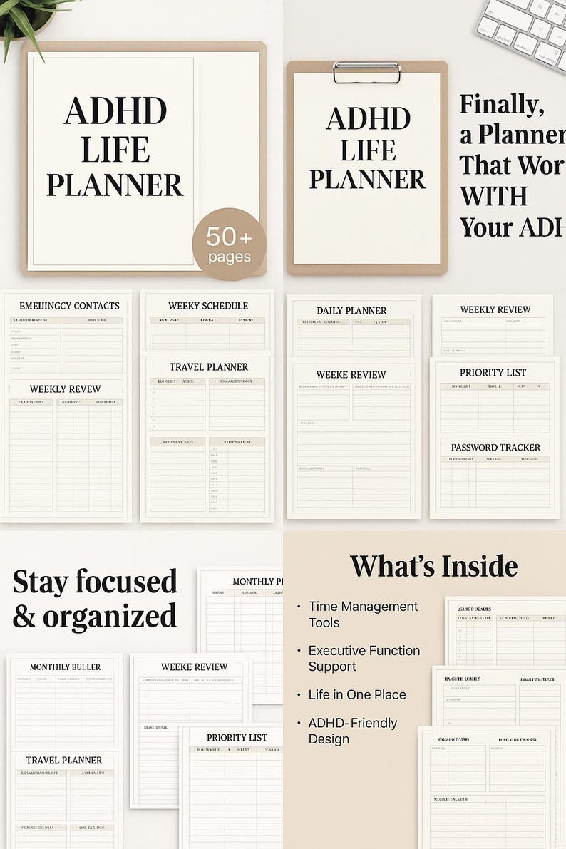 ADHD Life Planner Printable PDF for Adults | Executive Function ...