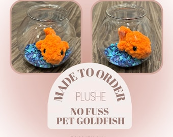 Pet Goldfish in Bowl Crochet Plushie [Made to Order], Amigurumi Stuffed Animal