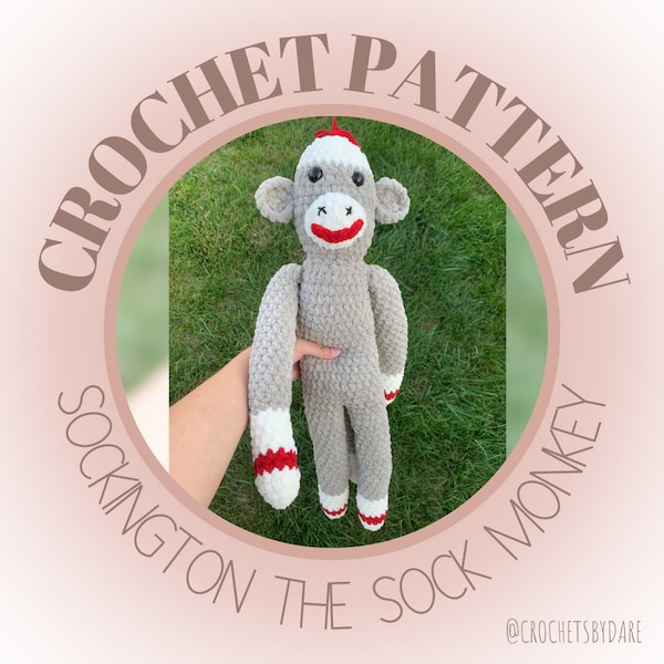 Sockington the Monkey Crochet Pattern PDF Download Beginner-Friendly Amigurumi