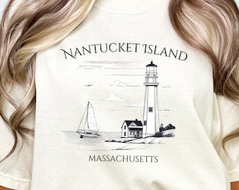Nantucket Island Lighthouse Comfort Color Vintage T Shirt | Coastal Grandmother | Summer Vacation Shirt | East Coast | Soft Girl Aesthetic