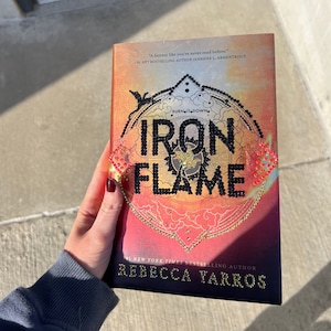 Custom Bedazzled Iron Flame Book First Print With Black Sprayed Edges | Bookish | Book Tok | Rebecca Yarros | Basgiath War College | Fantasy