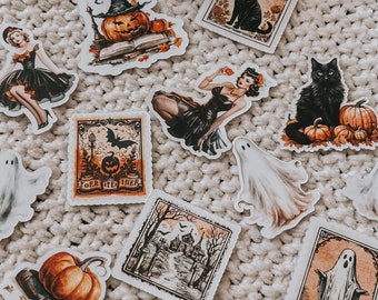 Pack of Vintage Halloween Stickers | Kindle Sticker| Retro Halloween | Spooky Season | Kindle Accessories | Planner Sticker | Laptop Decal