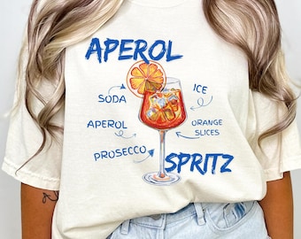 Aperol Spritz Comfort Color Tee | Italian Cocktail Shirt | Aperitivo | Vintage Retro Graphic Oversized T Shirt | Italy Summer Aesthetic