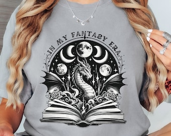 In My Fantasy Era Comfort Colors T Shirt | Bookish T Shirt | Romantasy Reader | Dragon Shirt Retro Design | BookTok Merch | Eras Shirt