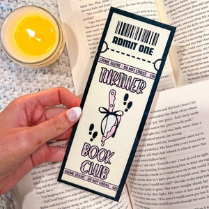Thriller Book Club Ticket Handmade Laminated Bookmark | Coquette Bookish Gift | Mystery Lover | Unique Book Gift | Suspensful Crime Novel
