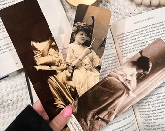 Vintage Woman Readers Handmade Laminated Bookmarks | Retro | Gift for Book Lovers | Book Club | Gothic Aesthetic | Academia | Historical