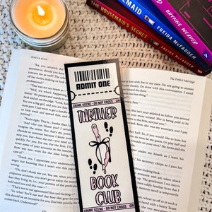 Thriller Book Club Ticket Handmade Laminated Bookmark | Coquette Bookish Gift | Mystery Lover | Unique Book Gift | Suspensful Crime Novel zdjęcie 4
