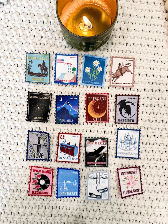 Book Postage Stamp Design Pack of 16 | Booktok | Kindle Stickers | Bookish Gift | Book Club | Book Lover | Reading Accessory | Vinyl Decal