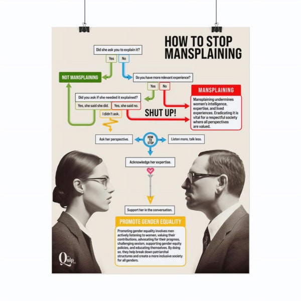 How to Stop Mansplaining Flowchart Classic Poster