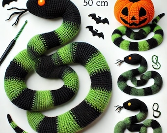 Halloween Spooky Snake Crochet Pattern | Halloween Amigurumi PDF