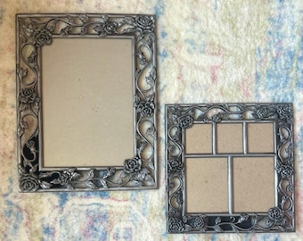 Ornate Pewter/Silver Metal Rose Frames