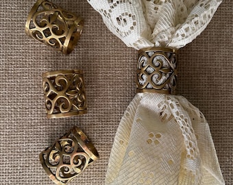 Brass Napkin Ring Holders: Set of Four