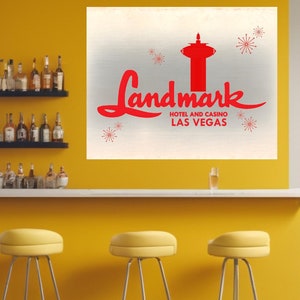 Vintage Las Vegas Wall Art  Landmark Hotel Casino Matchbook Design A Retro Las Vegas Tribute
