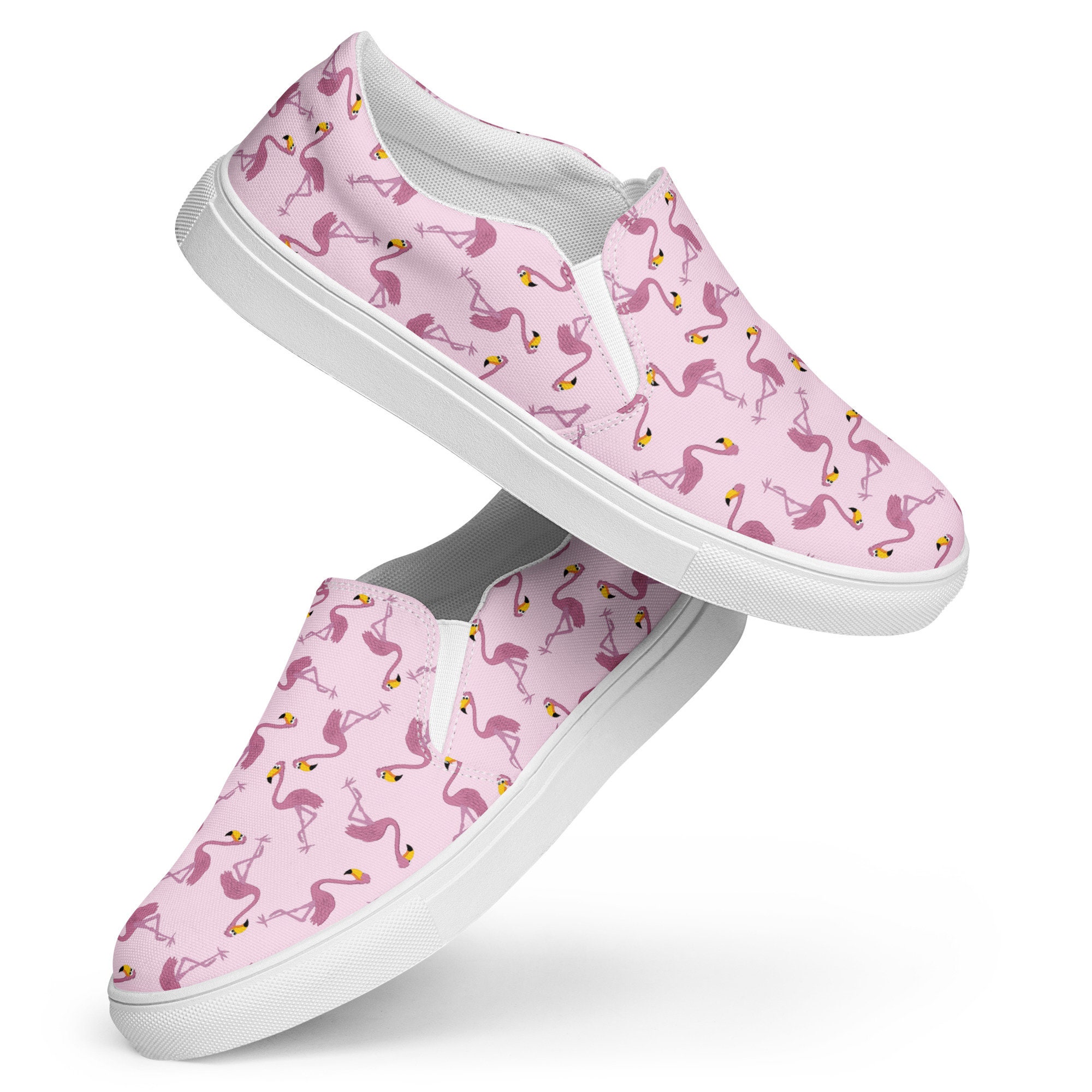 Tropical Flamingo Print Women's Slip On Sneakers