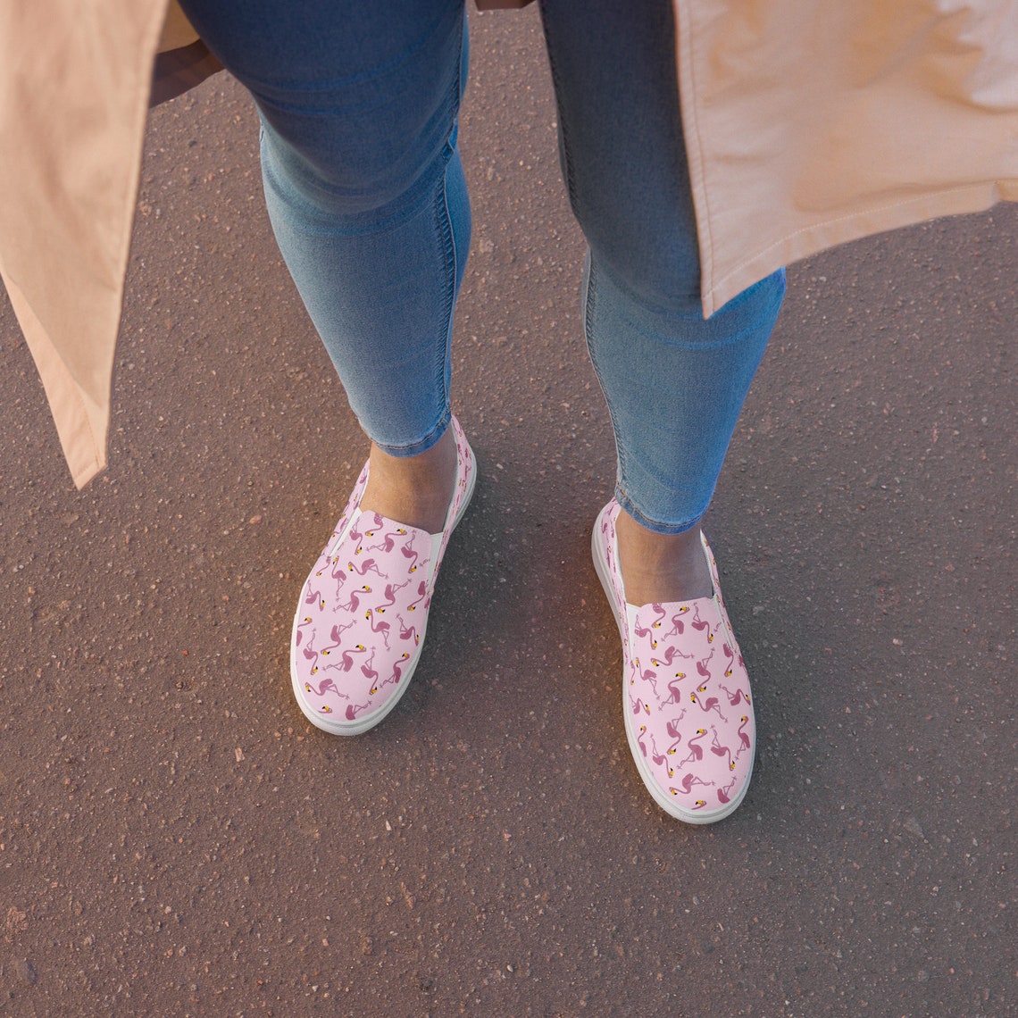 Flamingo Pineapple Print Women's Slip On Sneakers