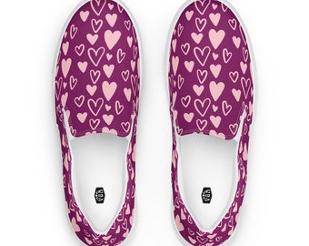 Heart Print Canvas Slip-On Shoes - Women's Fashion