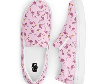 Cute Flamingo Women's Canvas Slip-Ons - Stylish Comfortable Shoes