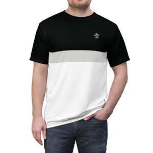 Retro Stripe T-Shirt: Black, Grey & White - Vintage Style