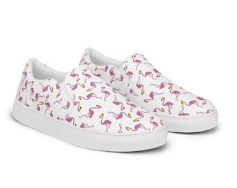Flamingo Print Women's Canvas Slip-On Shoes: Comfortable Summer Flats