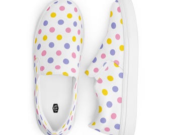 Disney Daisy Duck Inspired Shoes – Cute Polka Dot Slip-On Canvas Shoes, Disneybound Footwear, Gift for Disney Fans