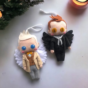 Good Omens Crowley and Aziraphale | Ineffable Husbands |  felt toys for Christmas tree ornament
