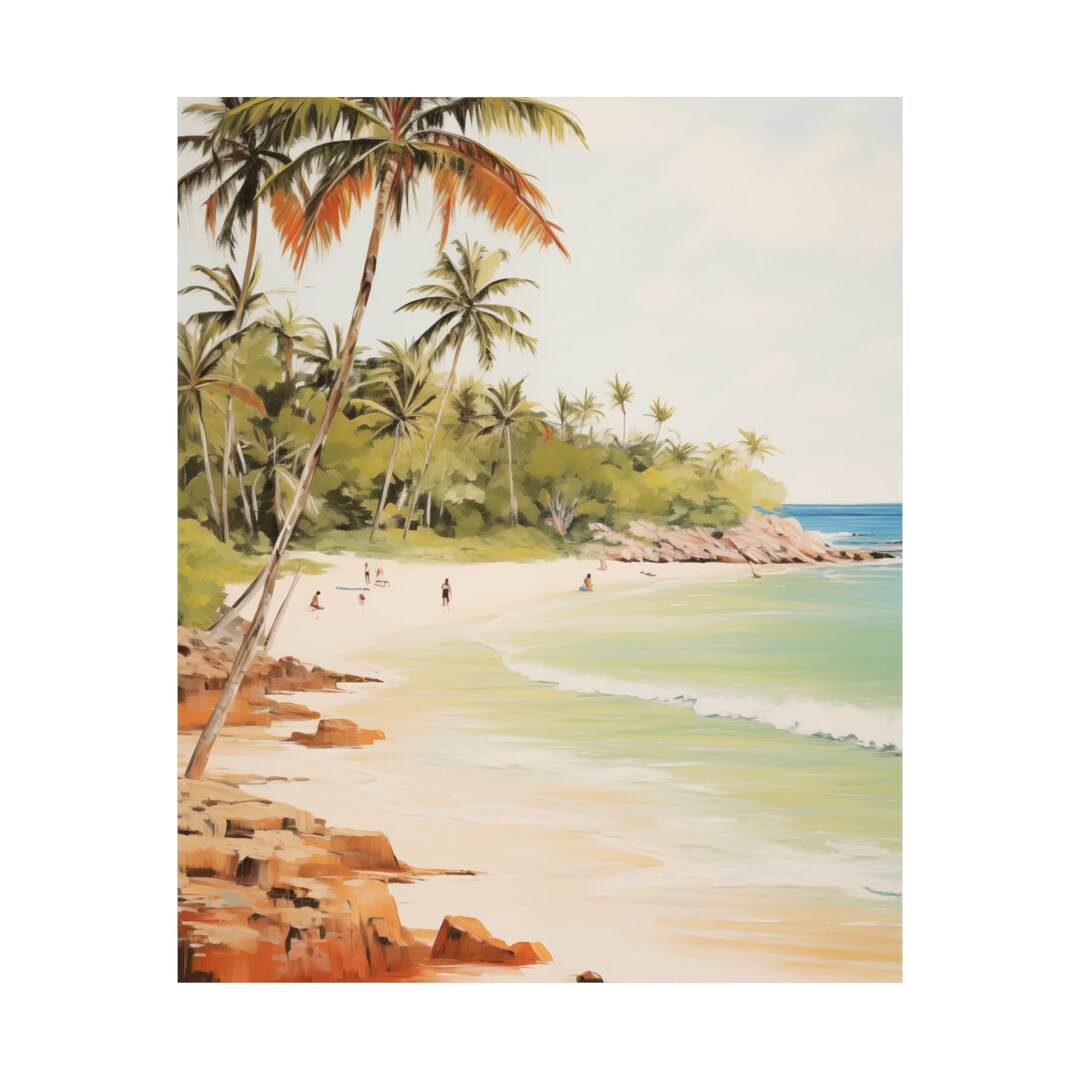 BOHO Coastal Beach Print Mid Century Modern Ocean Waves Wall Art