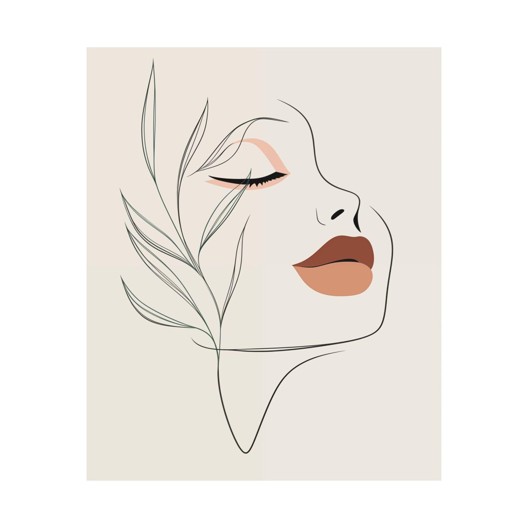 Minimalist Woman Wall Art Abstract Female Face Picture Modern Line Art ...