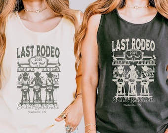 Comfort Colors® Last Rodeo Bachelorette Party Tank Top, Cowgirl Tee, Western Nashville Bach Party, Custom Bride Squad Gift, Matching Shirts.