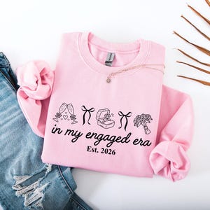 In My Engaged Era Sweatshirt, Comfort Colors® Custom Coquette Bride To Be Crewneck, Wedding Newly Engagement Gift For Fiancee, Bridal Shower image 5