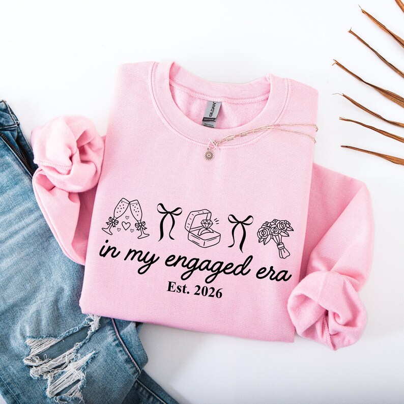 In My Engaged Era Sweatshirt, Comfort Colors® Custom Coquette Bride To Be Crewneck, Wedding Newly Engagement Gift For Fiancee, Bridal Shower image 5