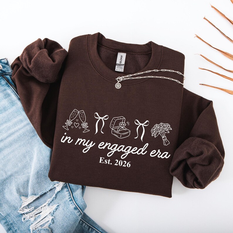In My Engaged Era Sweatshirt, Comfort Colors® Custom Coquette Bride To Be Crewneck, Wedding Newly Engagement Gift For Fiancee, Bridal Shower image 12
