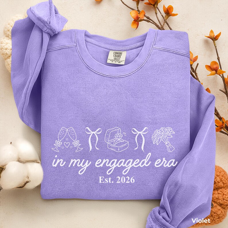 In My Engaged Era Sweatshirt, Comfort Colors® Custom Coquette Bride To Be Crewneck, Wedding Newly Engagement Gift For Fiancee, Bridal Shower image 8