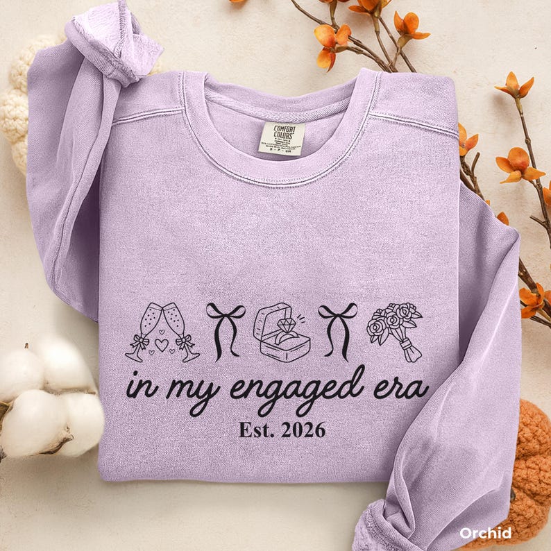 In My Engaged Era Sweatshirt, Comfort Colors® Custom Coquette Bride To Be Crewneck, Wedding Newly Engagement Gift For Fiancee, Bridal Shower image 6