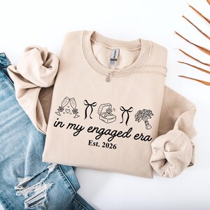 In My Engaged Era Sweatshirt, Comfort Colors® Custom Coquette Bride To Be Crewneck, Wedding Newly Engagement Gift For Fiancee, Bridal Shower image 11