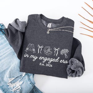In My Engaged Era Sweatshirt, Comfort Colors® Custom Coquette Bride To Be Crewneck, Wedding Newly Engagement Gift For Fiancee, Bridal Shower image 14