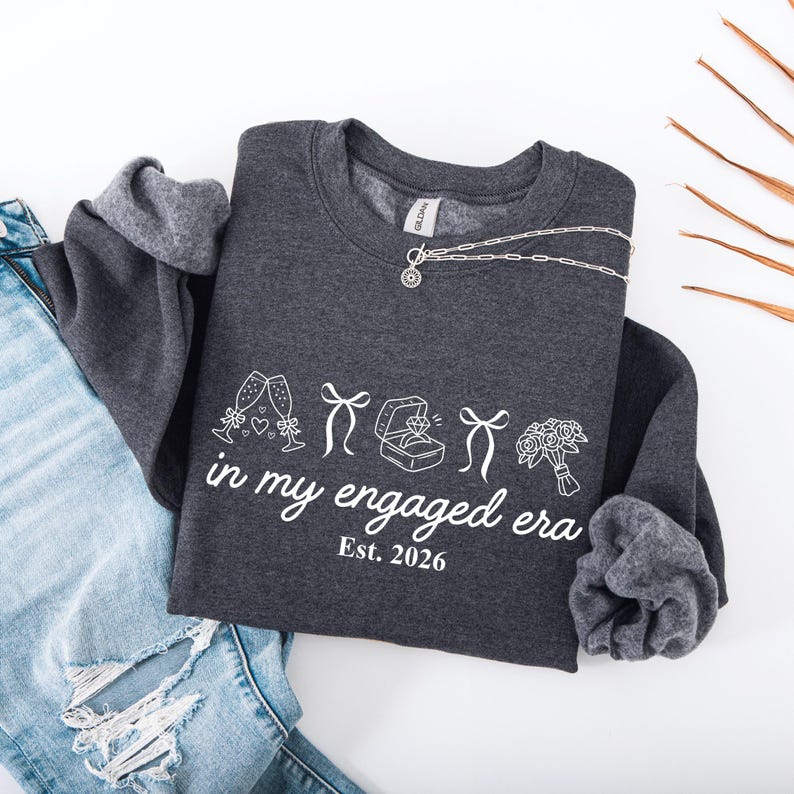 In My Engaged Era Sweatshirt, Comfort Colors® Custom Coquette Bride To Be Crewneck, Wedding Newly Engagement Gift For Fiancee, Bridal Shower image 14