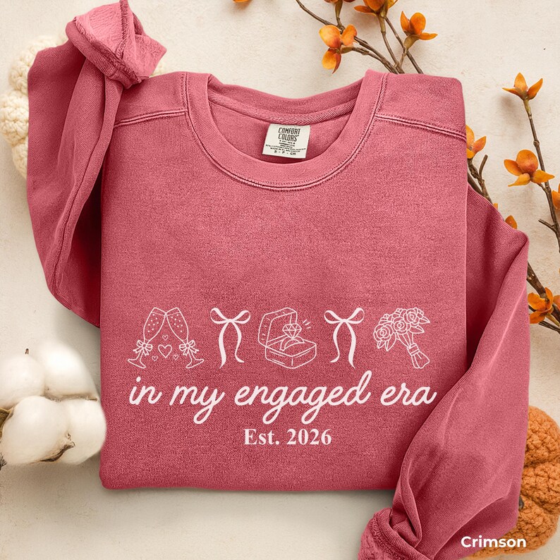 In My Engaged Era Sweatshirt, Comfort Colors® Custom Coquette Bride To Be Crewneck, Wedding Newly Engagement Gift For Fiancee, Bridal Shower image 7