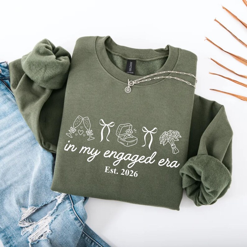 In My Engaged Era Sweatshirt, Comfort Colors® Custom Coquette Bride To Be Crewneck, Wedding Newly Engagement Gift For Fiancee, Bridal Shower image 16