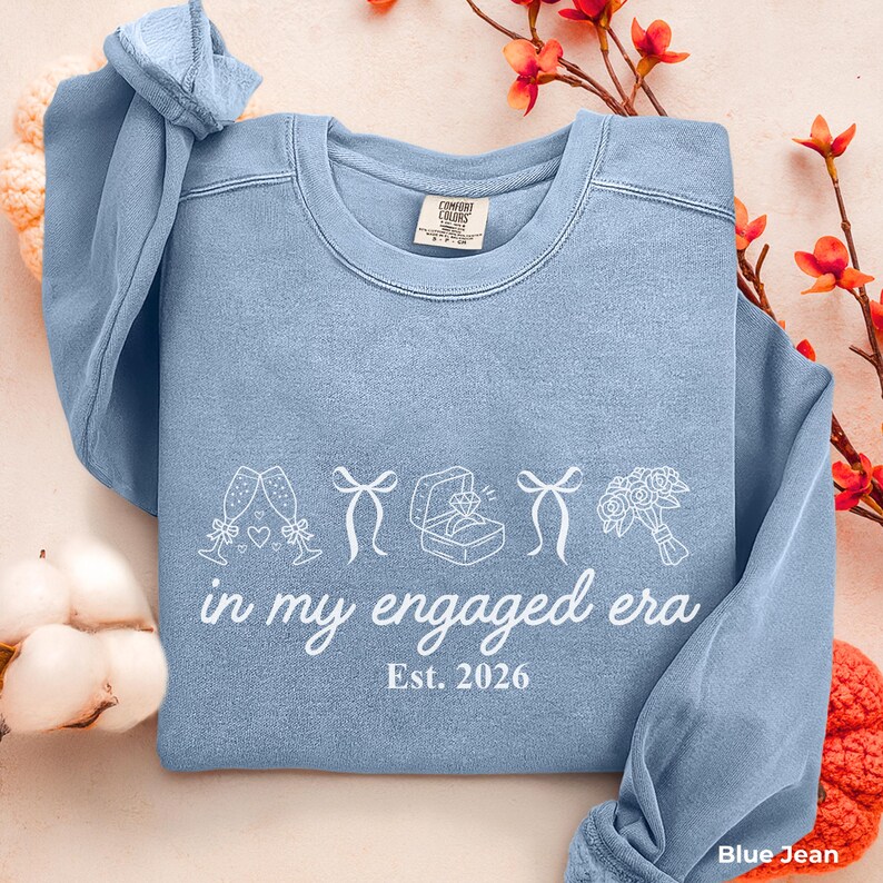 In My Engaged Era Sweatshirt, Comfort Colors® Custom Coquette Bride To Be Crewneck, Wedding Newly Engagement Gift For Fiancee, Bridal Shower image 9