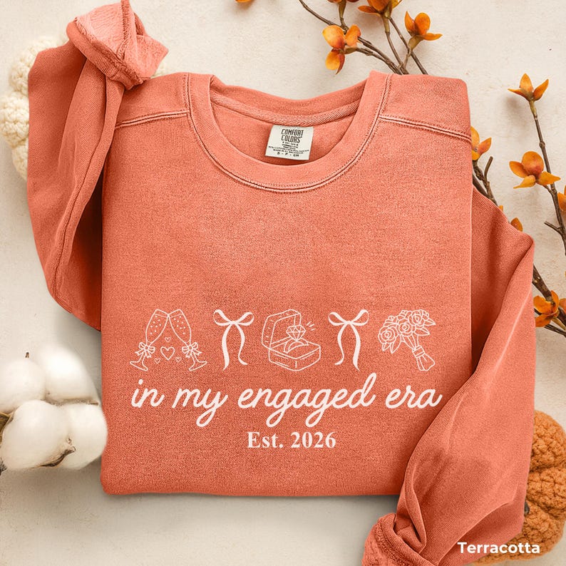 In My Engaged Era Sweatshirt, Comfort Colors® Custom Coquette Bride To Be Crewneck, Wedding Newly Engagement Gift For Fiancee, Bridal Shower image 10