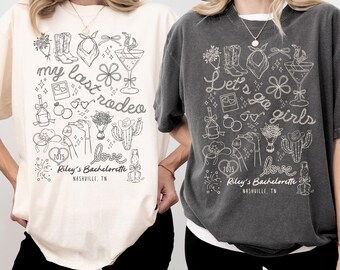 Comfort Colors® Personalized Last Rodeo Bachelorette Shirt, Western Cowgirl Bridal Party Tee, Nashville Bash Outfit, Let's Go Girls Gift