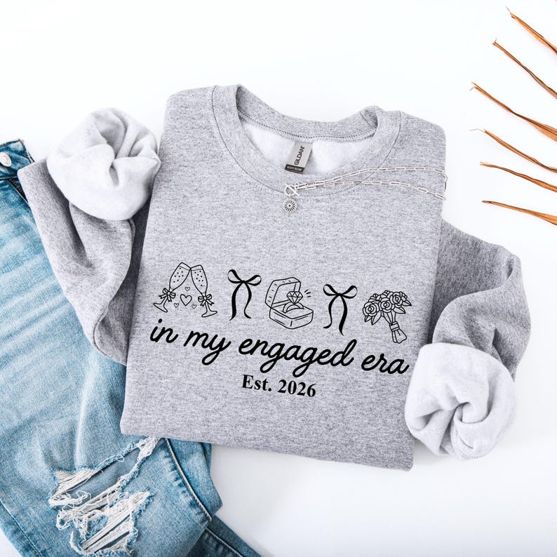 In My Engaged Era Sweatshirt, Comfort Colors® Custom Coquette Bride To Be Crewneck, Wedding Newly Engagement Gift For Fiancee, Bridal Shower image 15