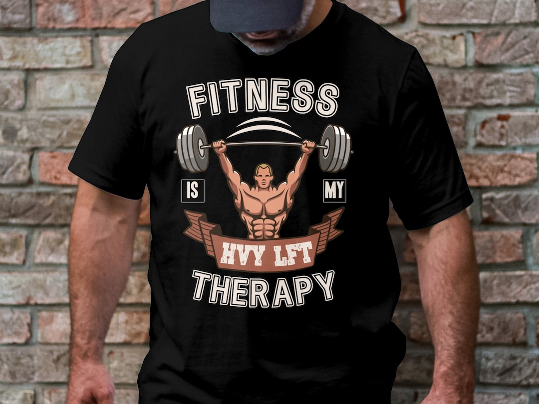Men's Fitness Therapy Weightlifting T-shirt, Gym Workout Apparel ...